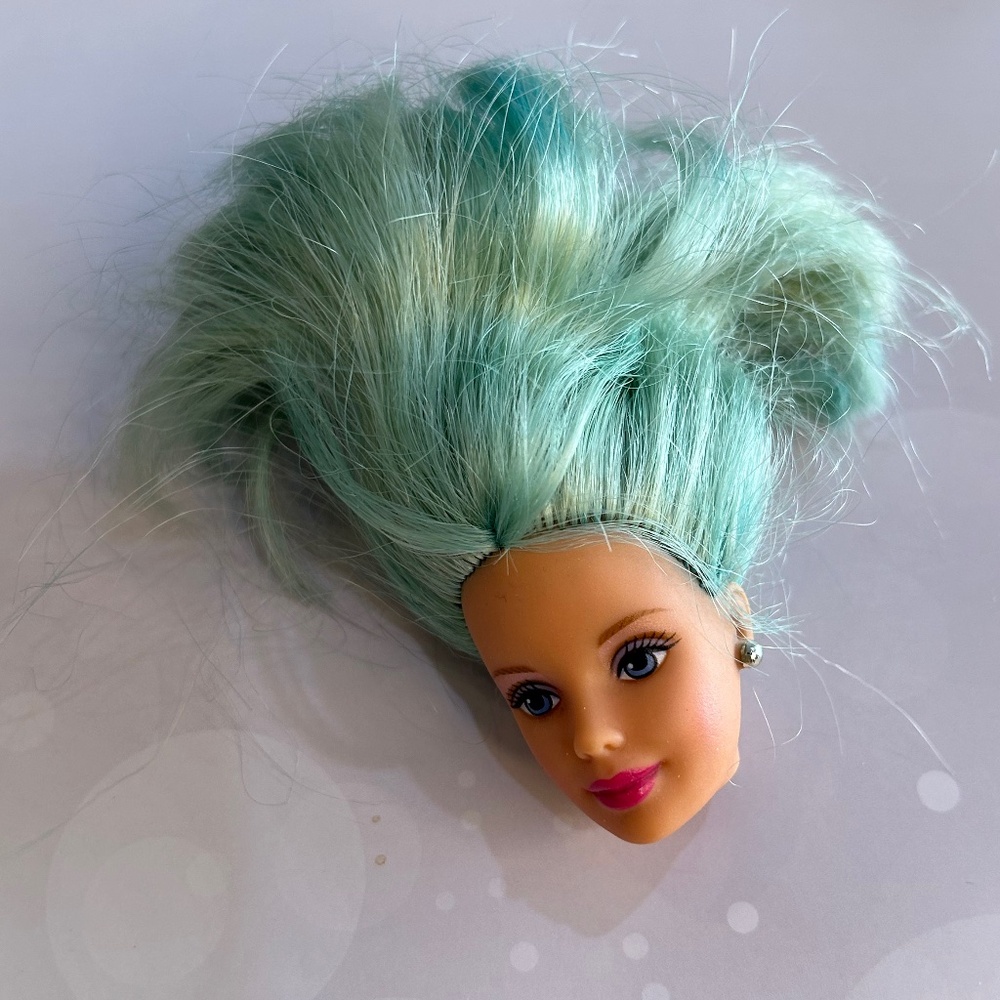 Teal Hair Colored Mattel Barbie Head
